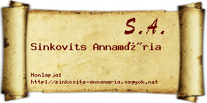 Sinkovits Annamária névjegykártya