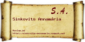 Sinkovits Annamária névjegykártya